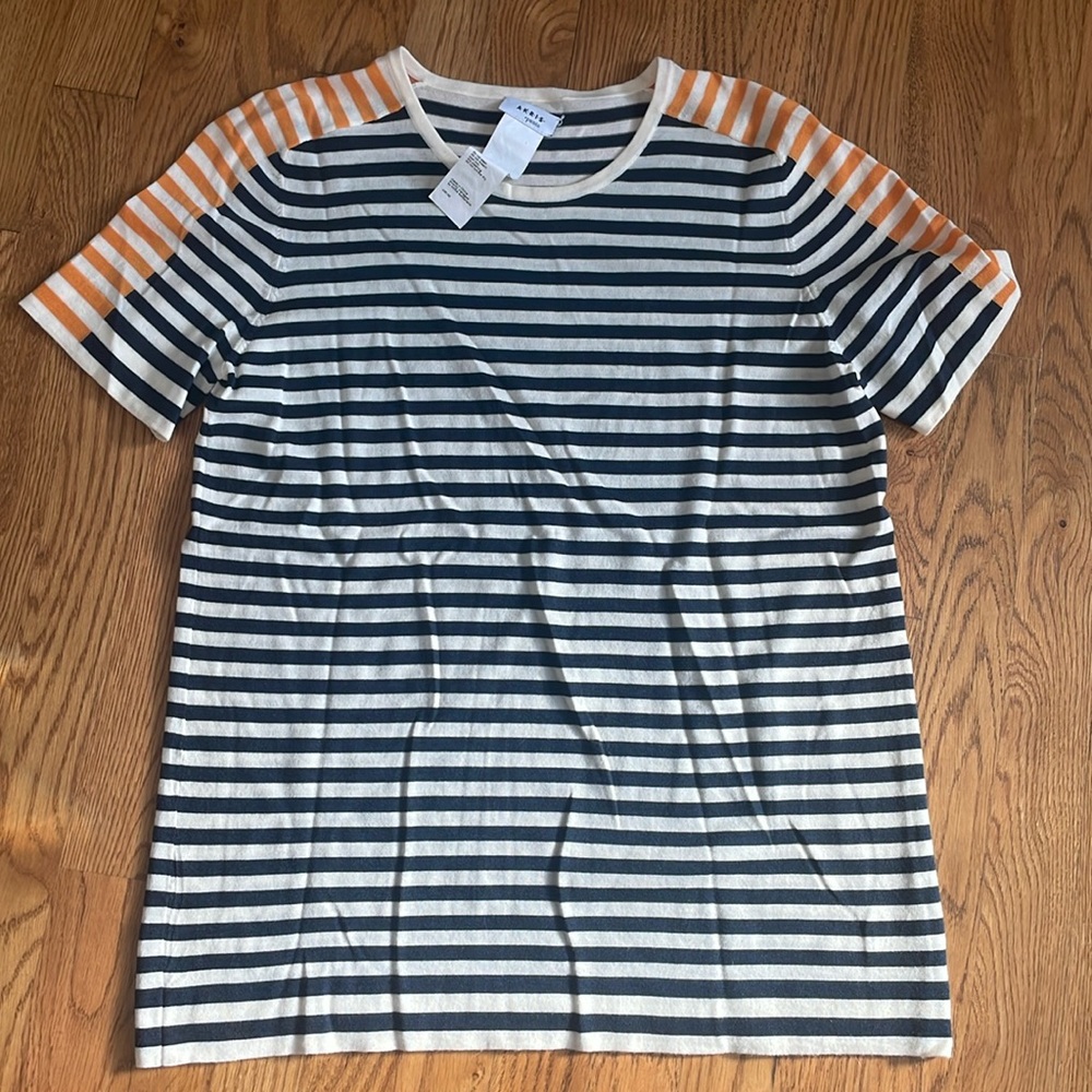 Akris punto wool short sleeve lightweight sweater